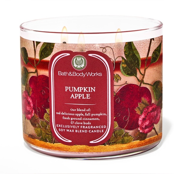 BATH BODY WORKS Pumpkin Apple 3-Wick Candle NWT - Picture 1 of 6